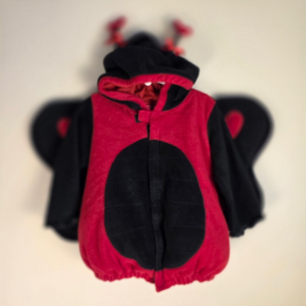 Old Navy Ladybug Costume Toddler 2T-3T Fleece Hooded Heart Wings Halloween Bug - Picture 2 of 10
